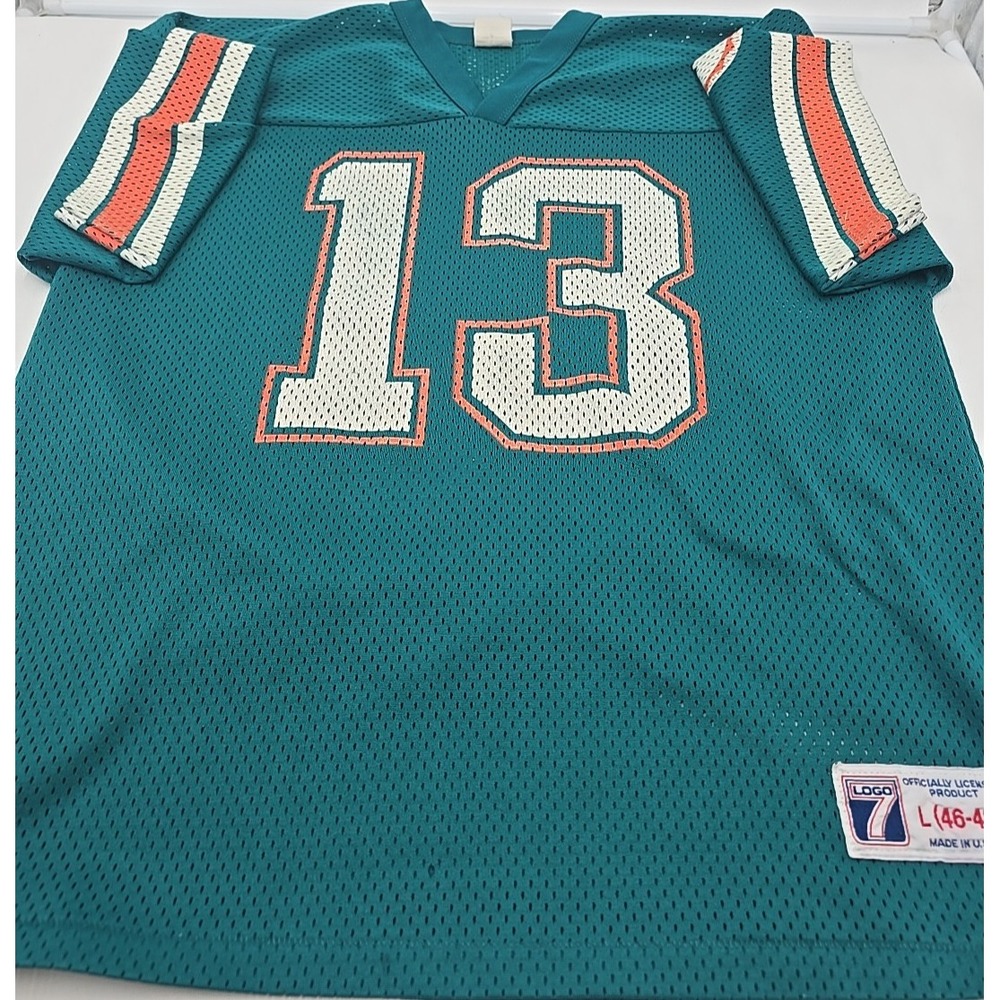 Logo 7 NFL Miami Dolphins Dan Marino Jersey Size L Football‎ Green - Picture 6 of 13